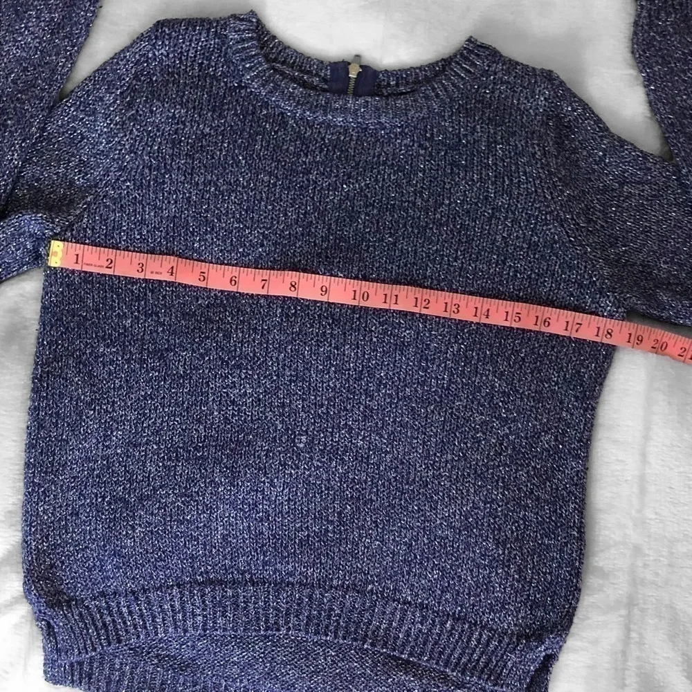𝅺h&m Metallic High Low Sweater in Blue Size 6